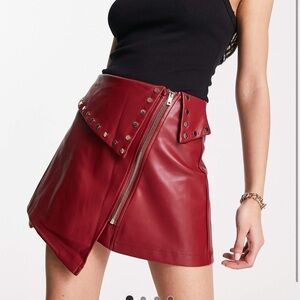 ASOS Stylish Red FAUX Leather Skirt